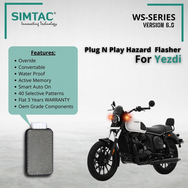 YEZDI | Roadster | Scrambler | Adventure | Compatible | Simtac | With Switch [V6.0] | PNP Hazard Flasher / Adapter / Module | YZD-WS6